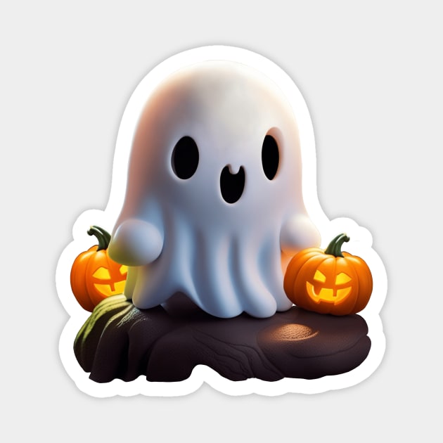 Baby Ghost Creepy Cute Halloween Character Magnet by BluedarkArt