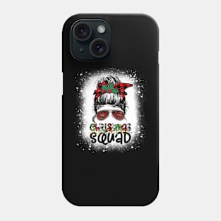 Christmas Squad Xmas Tree Lights Leopard Messy Bun Bleached Women Girl Phone Case