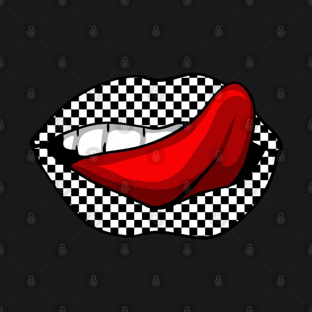 ABSTRACT CHECKERBOARD LIPS WITH RED TONGUE- LIPS by cradox creative lips by iskybibblle