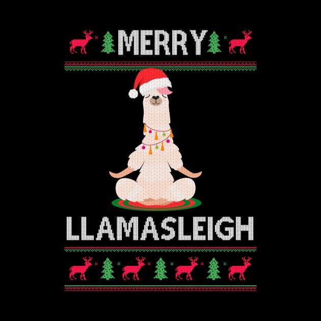 Funny Llama Christmas Namasleigh Sweater Yoga Gift T-Shirt by geekandgamerstore