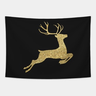 Gold Faux Glitter Christmas Reindeer Tapestry