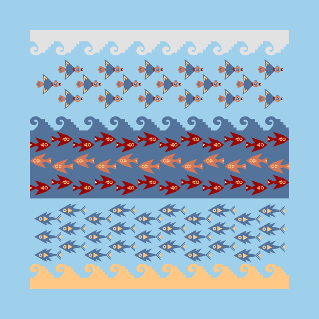 Inca Ethnic Pattern Fish and Birds by oknoki