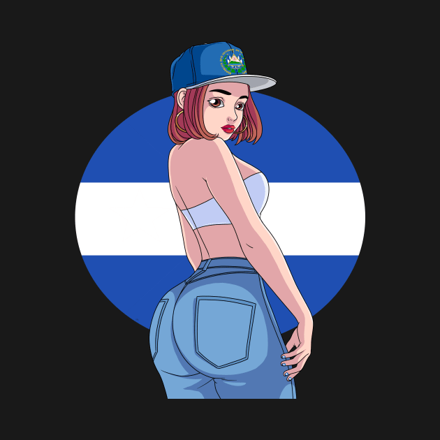 Salvadoran Latina Girl El Salvador Flag Pride by Noseking