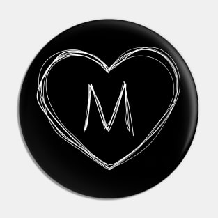 Letter M with heart frame in lineart style Pin