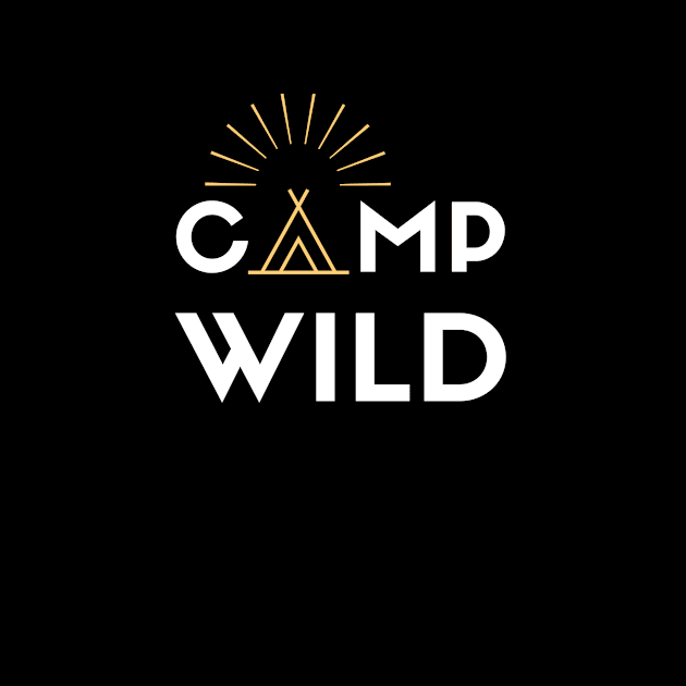 Camp Wild white design with teepee for wild camping and outdoor lovers by BlueLightDesign