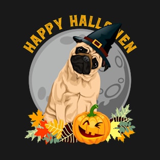 Happy Halloween Pug Dog and Pumpkin T-Shirt