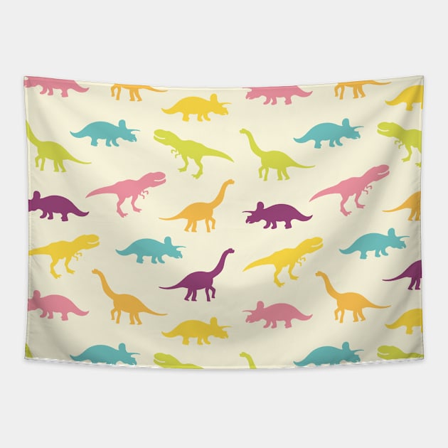 Assorted Illustrated Dinosaurs Tapestry by bluerockproducts