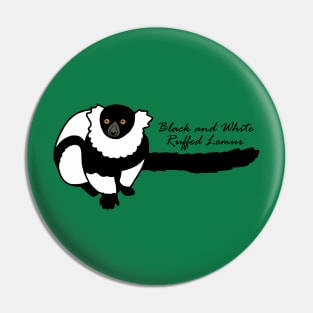 Kizzy B&W Ruffed Lemur w/ Common Name Pin