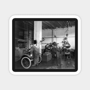 Auto Repair Shop, 1920. Vintage Photo Magnet