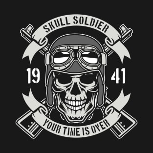 Skull Soldier Time Is Over, Vintage Retro Classic T-Shirt