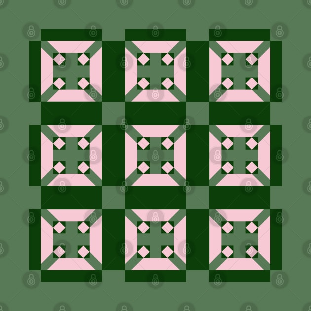 Green and Pink Arkansas Patchwork Pattern by Nuletto