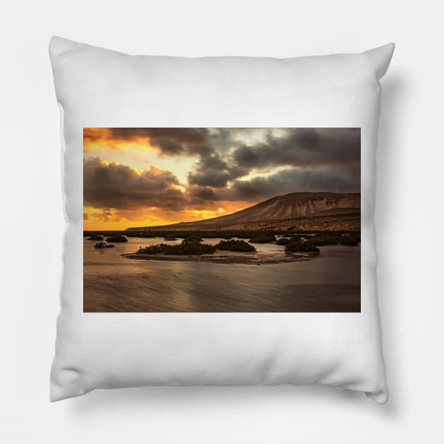 Costa Calma Sunset Pillow by Reg-K-Atkinson