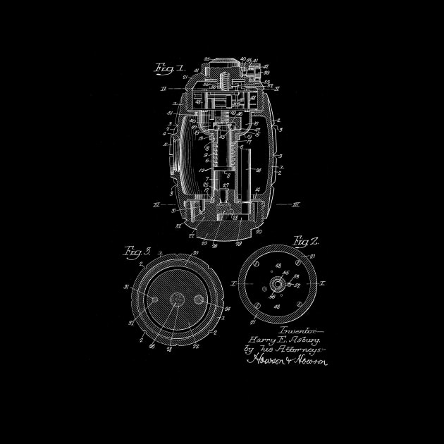 Hand Grenade Vintage Patent Drawing by TheYoungDesigns