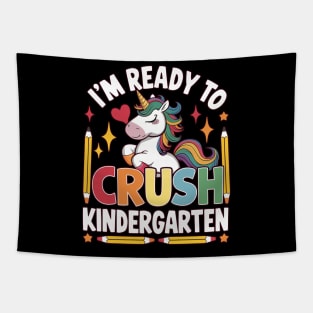 Unicorn Ready to Crush Kindergarten - Confidence Booster Artwork Tapestry