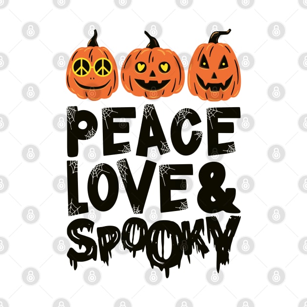 Peace Love & Spooky Hippie Halloween Pumpkins Jack O Lantern by August Design