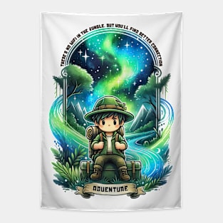 Cute Boy Nature's Explorer Kawaii Tapestry