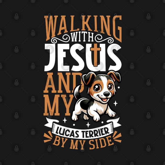 Jesus and dog - Sporting Lucas Terrier by Modern Medieval Design