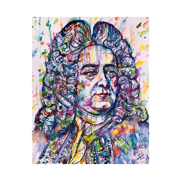 GEORGE FRIDERIC HANDEL watercolor and inks portrait by lautir