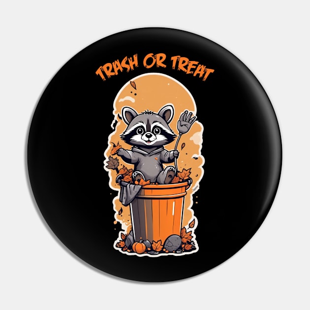 Trash or Treat - Baby Raccoon Halloween Pin by WolfMerrik