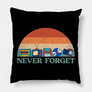 Never Forget Assortment 90's 80's Nostalgic Pillow