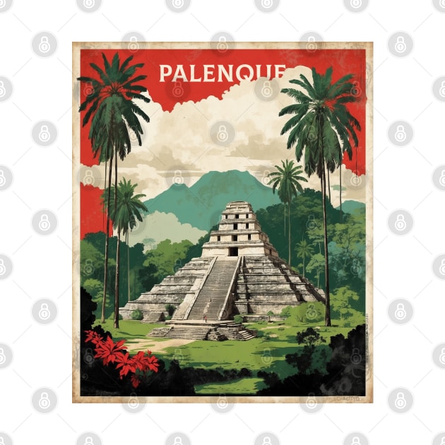 Palenque Chiapas Mexico Vintage Poster Tourism by TravelersGems