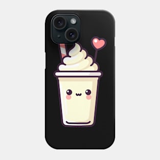 Kawaii Vanilla Milkshake Ice Cream with a Heart | Cute Kawaii Design for Ice Cream Lovers Phone Case