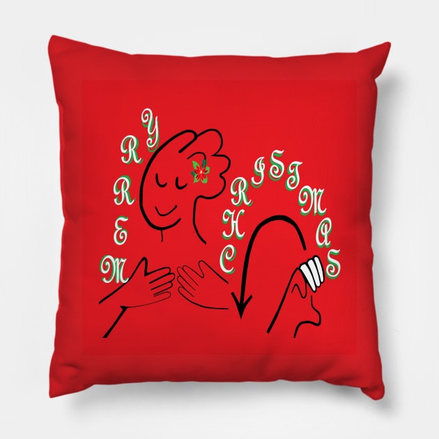 ASL Merry Christmas Pillow by EloiseART