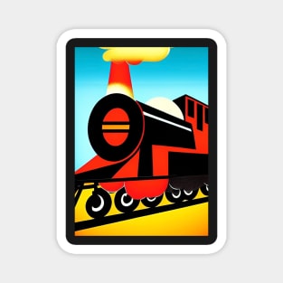 POPART COMIC STYLE RED AND BLACK STEAM TRAIN Magnet