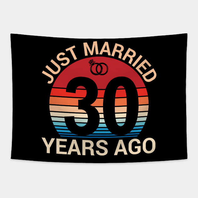 Just Married 30 Years Ago Husband Wife Married Anniversary Tapestry by joandraelliot