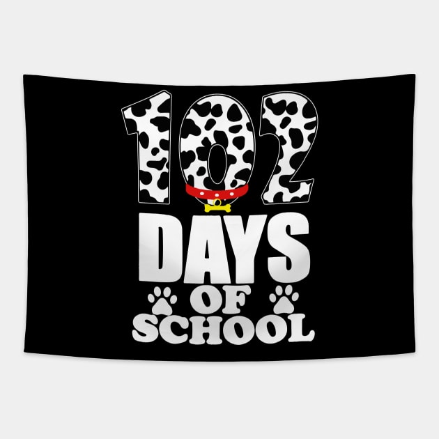 102nd Day of School Teacher Dalmatian 100 Days Smarter Girls Tapestry by Prints by Hitz