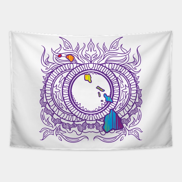 Hawaii Mandala Pride Tapestry by Manfish Inc.