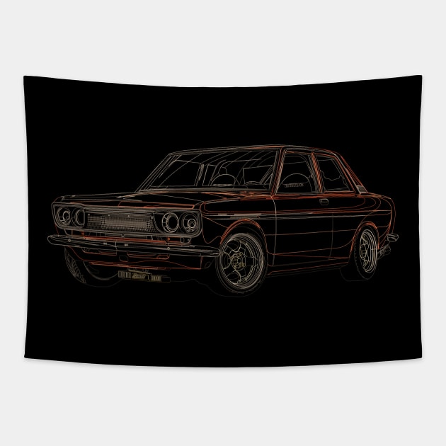 Datsun 510 Outline - Drive the Classic Tapestry by Ajie Negara