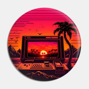 Synthwave Sunrise Of Gaming Pin