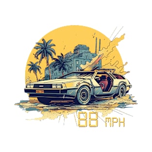 Retro futuristic Delorean inspired car art 88 mph T-Shirt