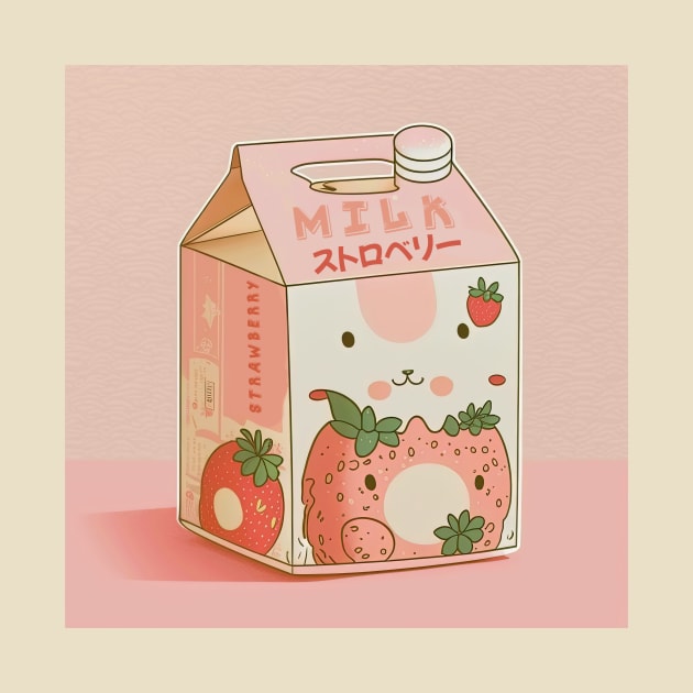 Anime Strawberry milk carton aesthetic kawaii by geekmethat