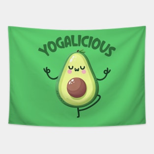 Funny Kawaii Chibi Yogalicious Avocado Pose Tapestry