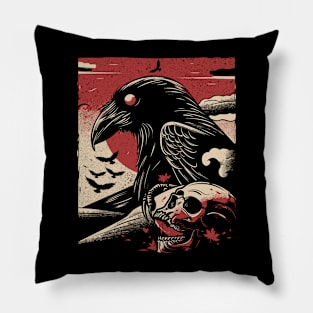 Crow and Skull Pillow