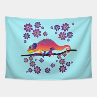 Rainbow chameleon Tapestry