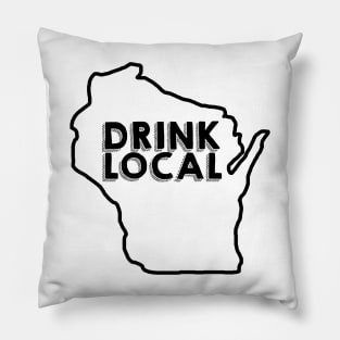 Wisconsin Drink Local Beer Black Pillow