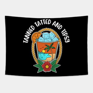 Tanned Tatted And Tipsy Funny Tattoo Gift Tapestry