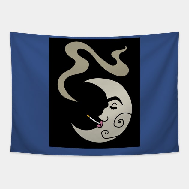 Luminous Moon Half Moon Face Tapestry by flofin