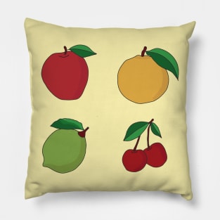 Apple, Orange, Lemon and Cherry Fruits Pillow