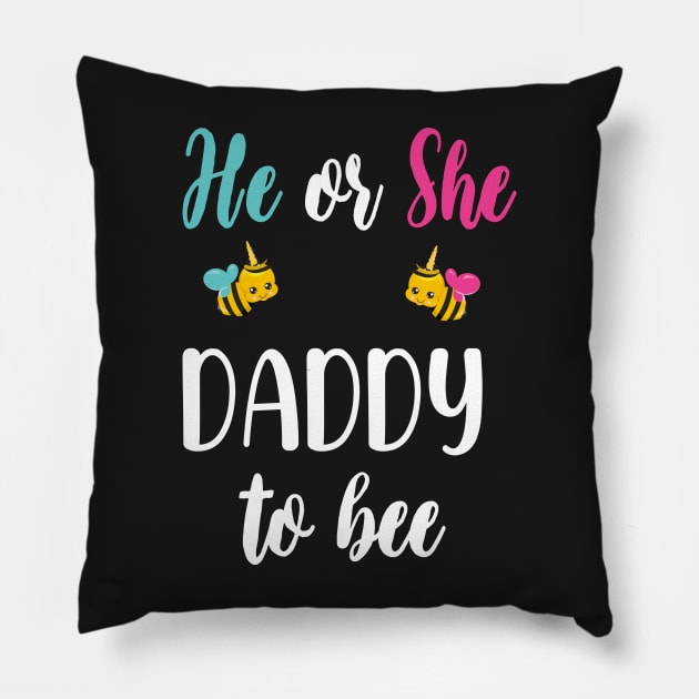 He Or She Daddy To Bee - Funny Gender Reveal Gift For Dad - Cute Bee Theme Dad To Be Pillow by WassilArt