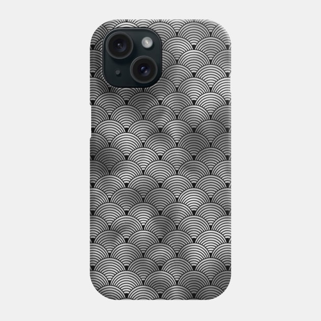 Ringed Scales in Black and Silver Vintage Faux Foil Art Deco Vintage Foil Pattern Phone Case by podartist