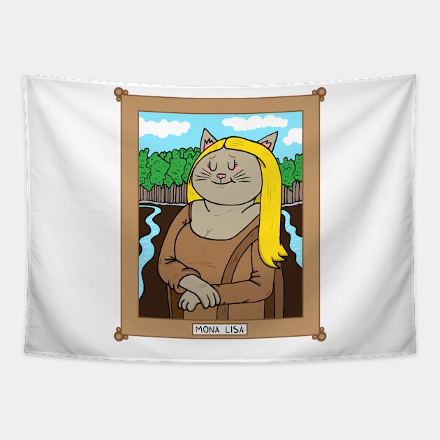 Mona Lisa Cat Tapestry by adrianserghie