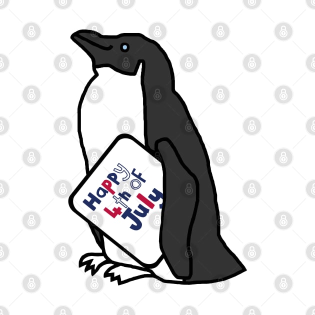 Happy 4th of July says Cute Penguin by ellenhenryart