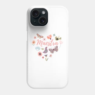 Maestra - Teacher - flower heart design Phone Case