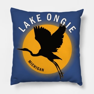 Lake Ongie in Michigan Heron Sunrise Pillow