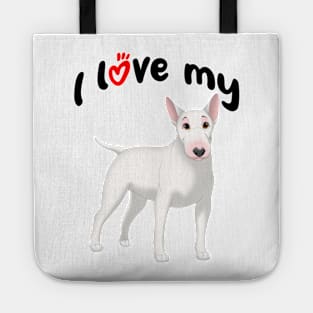 I Love My White Bull Terrier Dog Tote