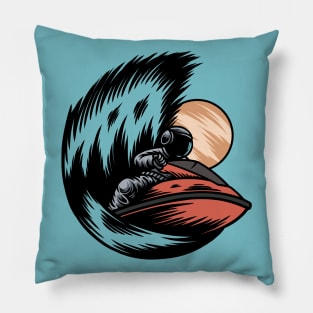 Astronaut Riding a Jet Ski Pillow